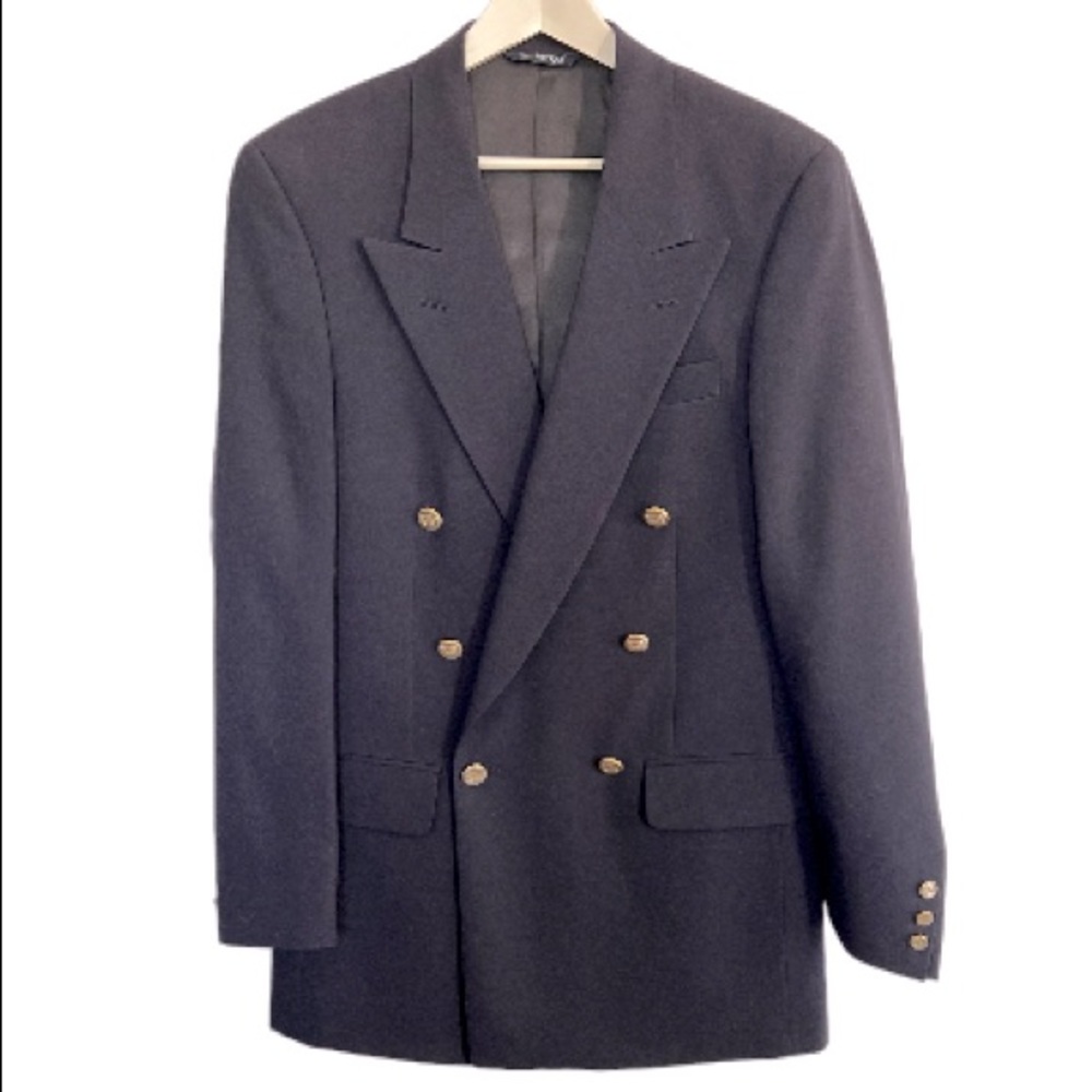 Burberrys’ Navy Blue Blazer Double Breasted 100% Wool Jacket Men’s Size L